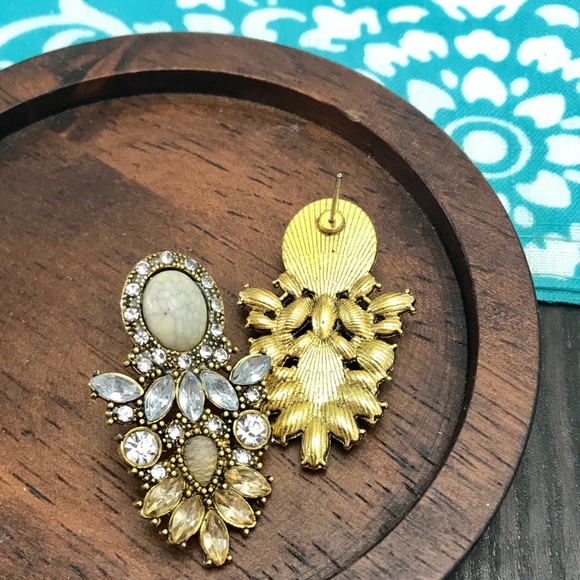 NEW!💎💙💎VINTAGE STYLE! CREAM MARBLING & CRYSTALS - Picture 5 of 8